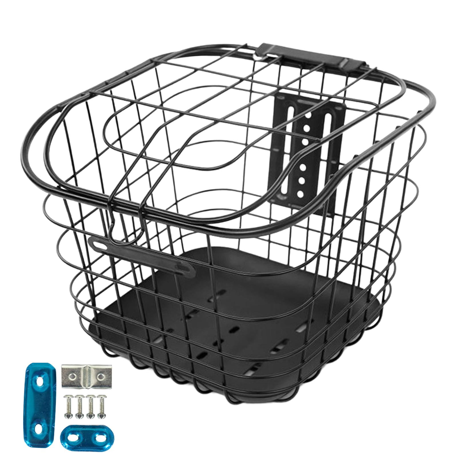 Baoblaze Bicycle Basket Front Rear Black Storage Basket Portable Mountain Bike Basket With bottom plate