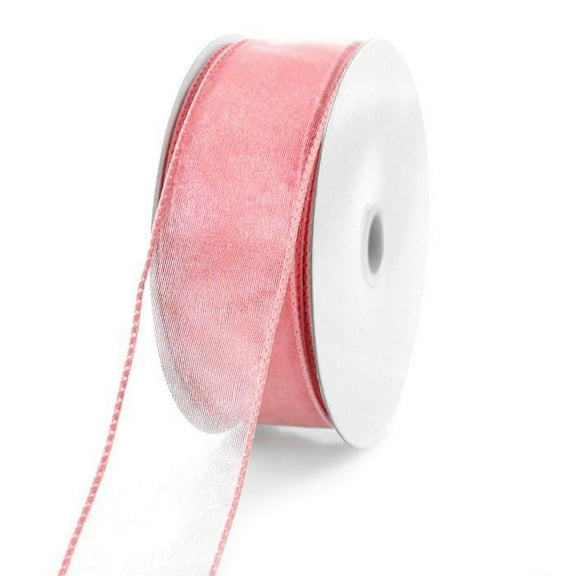 Sheer Chiffon Ribbon Wired Edge, 1-1/2-inch, 25-yard, Mauve