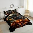 thumbnail image 3 of Manfei Spooky Pumpkin Bedding Sets Full with Comforter,Halloween Duvet Insert,Cute Pet Cat Comforter Sets Full Size,Breathable Room Decoration Reversible,3pcs, 3 of 8