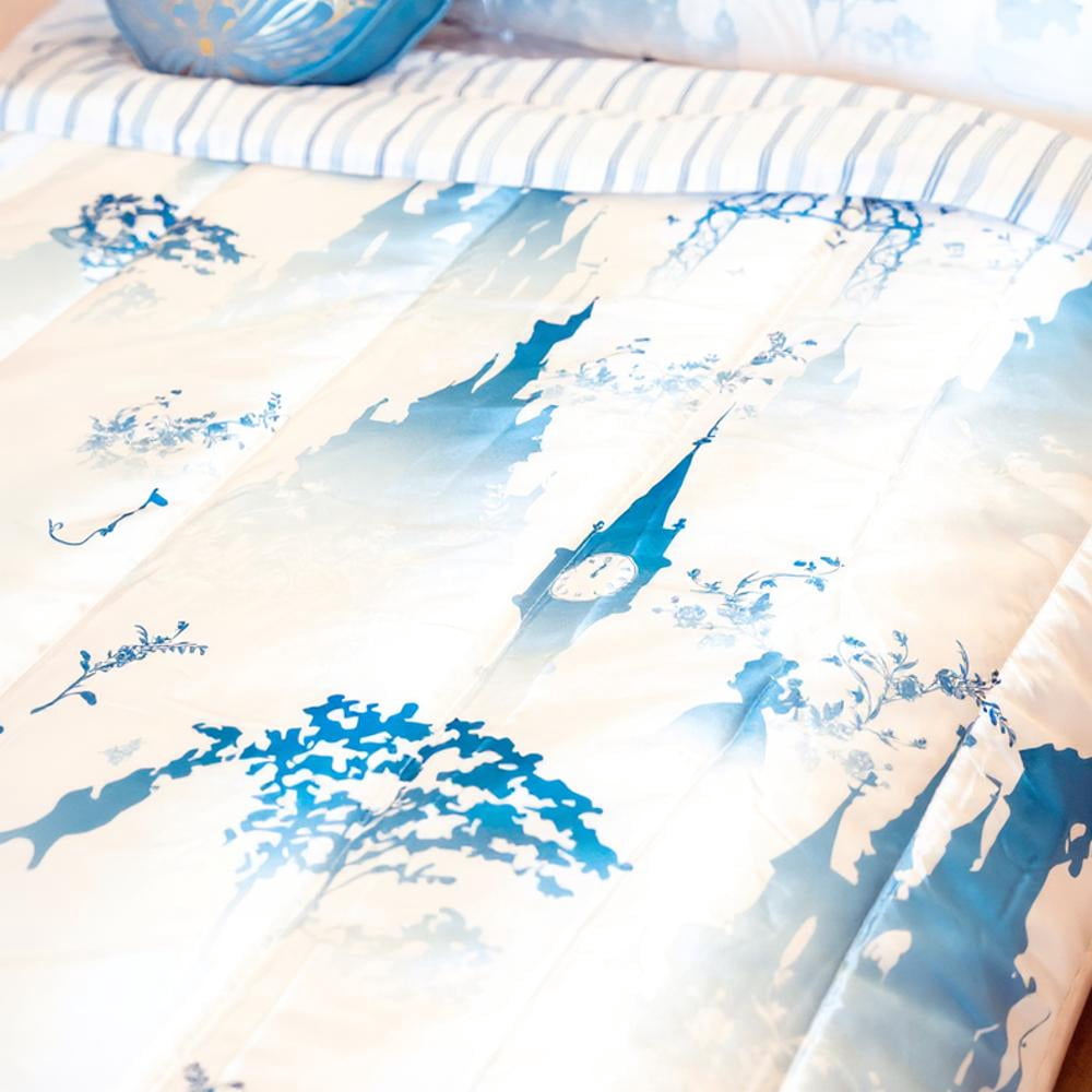 Disney Princess Blue & White Satin and Roped Trim Kids 2 piece Comforter and Sham Bedding Set, Twin/Full