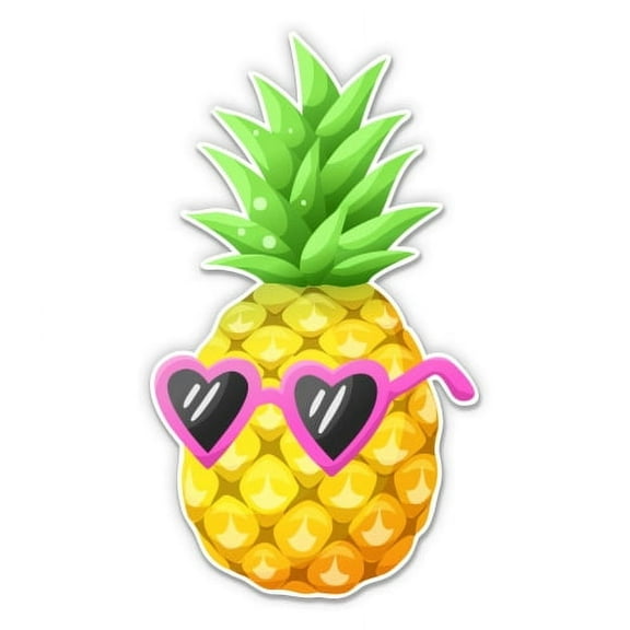 Cute Pineapple Sunglasses - 3" Vinyl Sticker - For Car Laptop Water Bottle Phone - Waterproof Decal