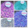 thumbnail image 2 of 20 g/bolsa láser hexágono holográfico brillo grueso puntas de uñas polvo de brillo copos de sirena brillo resina cristal barro Tan Jianjun unisex, 2 of 2