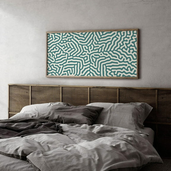 Long Horizontal Dark Teal Wall Art, Oversized Horizontal Panoramic Print, Original Modern Abstract Tall Narrow Artwork Poster, Unframed Poster Size 8x12