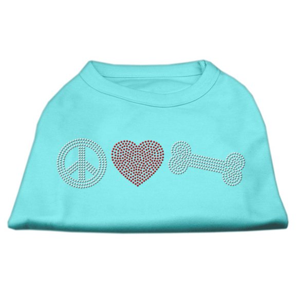 Pet Dog and Cat Shirt Rhinestone, "Peace Love  Bone"