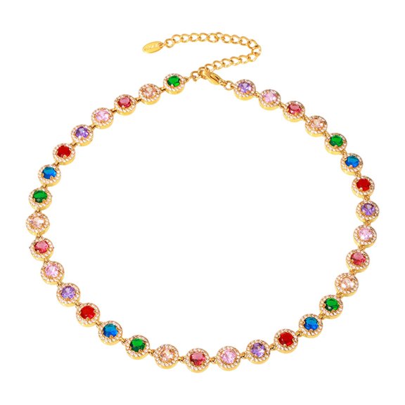 Segolike Women Necklace Rhinestone Necklace, Gift Statement Trendy Stone Necklace, Neck Chain Link Chain Necklace for Birthday, Party Gold