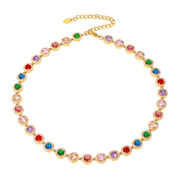 Collar de diamantes de imitación, collar de mujer, collar tipo gargantilla, collar de cadena de eslabones para , día de San Valentín, Oro