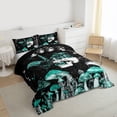 thumbnail image 3 of jejeloiu Cyan Fungus Mushroom Queen Comforter Set,Bohemian Rustic Plant Bedding Comforter Set For Adults Reversible 3-Piece, 3 of 8