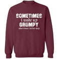 thumbnail image 2 of OXI Crewneck Sweatshirt - I Wake Up Grumpy, Basic Casual Sweatshirts for Men's and Women Fleece Sweatshirt Long Sleeve - Maroon Large, 2 of 2