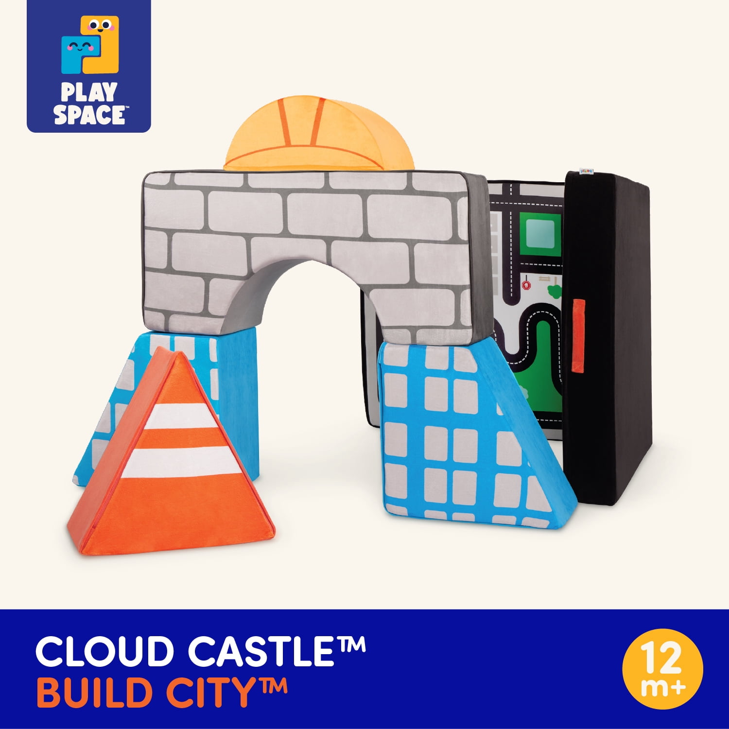 Battat Cloud Castle Build City Foam Fort Building 6 Piece Set Indoor Soft Climbing Blocks for 12 Months +