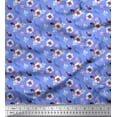 thumbnail image 1 of Soimoi Blue Cotton Voile Fabric Feathers & Anemone Floral Printed Craft Fabric 1 Yard 58 Inch Wide, 1 of 3