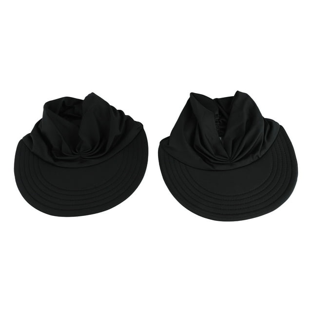 Sombrero de sol para mujer Nikou suave ligero fruncido negro 2 piezas