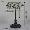 thumbnail image 2 of FSLiving Tiffany Style Table Lamp with 10.6（in） Flower Glass LampShade Vintage Style Pull Chain Switch Banker Desk Light E26 Antique Table Light for Decor Bookcase Dresser Coffee, 2 of 6