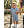 thumbnail image 5 of Cenuakty Baby Boy Summer Romper Casual Stylish Surface Textured Button Collared Short Sleeve Infant Jumpsuit, 5 of 9