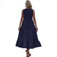 thumbnail image 3 of Vestido de Verano Sin Mangas, Holgado, Informal, con Escote en V, con y Bolsillos, para Cruceros en la Playa, Negro, Talla XL, 3 of 9