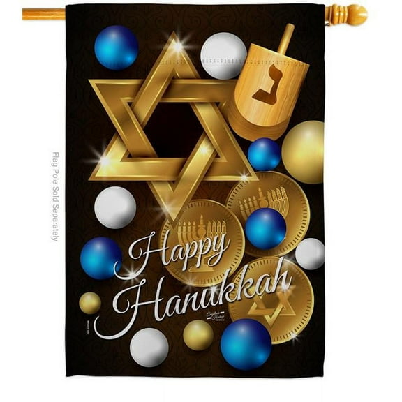 28 x 40 in. Happy Hanukkah House Flag with Winter Double-Sided Decorative Vertical Flags Decoration Banner Garden Yard Gift
