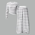 thumbnail image 5 of RMGVDSD Girls Striped Ribbed Knit Loungewear Sets Long Sleeve Crop Top and Wide Leg Pants 2 Piece Fall Winter Outfits Trendy Clothes, 5 of 6