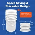 thumbnail image 3 of ePackageSupply 5 Gallon Bucket - Food Grade Bucket with Airtight Gamma Seal Screw-On Lid, BPA-Free, Heavy-Duty 90 Mil HDPE Plastic, Bulk Storage, Durable Container, Made in USA, White/White, 6 Packs, 3 of 9