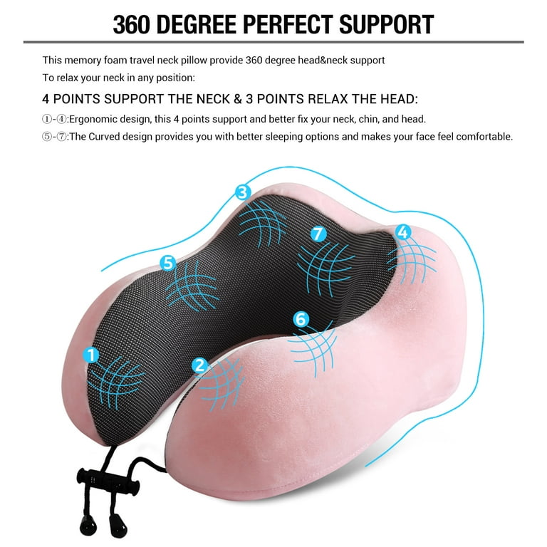 Power of Nature Travel Pillow Luxury Memory Foam Neck Head Support