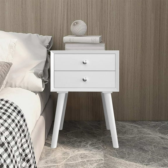 Wooden Nightstand with Drawers, Century Modern Side Table - 16" x 16" x 23.5", Bedroom Furniture