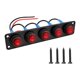 thumbnail image 1 of Panel de interruptores basculantes impermeable que reemplaza interruptor de encendido y apagado precableado. Panel de luz LED roja para camiones, 5 pandillas, 1 of 8