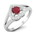 thumbnail image 2 of Mooneye 0.92 Cts Round Ruby 925 Sterling Silver Solitaire Split Shank Women Wedding Rings, 2 of 3