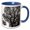 Blue/White, variant on 3drose, Italy, Rome, Maritime Pine Seen from Below., 11oz Two-tone Black Mug