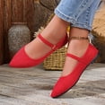thumbnail image 7 of Hinvhai Pointed Toe Flats Suede Ballet Flat Shoes for Women Comfortable with Adjustable Strap Dressy Casual Flats for Work office Red 9.5(43), 7 of 7