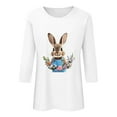 thumbnail image 5 of Easter Shirts For Women Spring Summer 3/4 Sleeve Crewneck Tops Blouse Cute Rabbit Graphic Tees Trendy Basic Easter 2025, 5 of 6