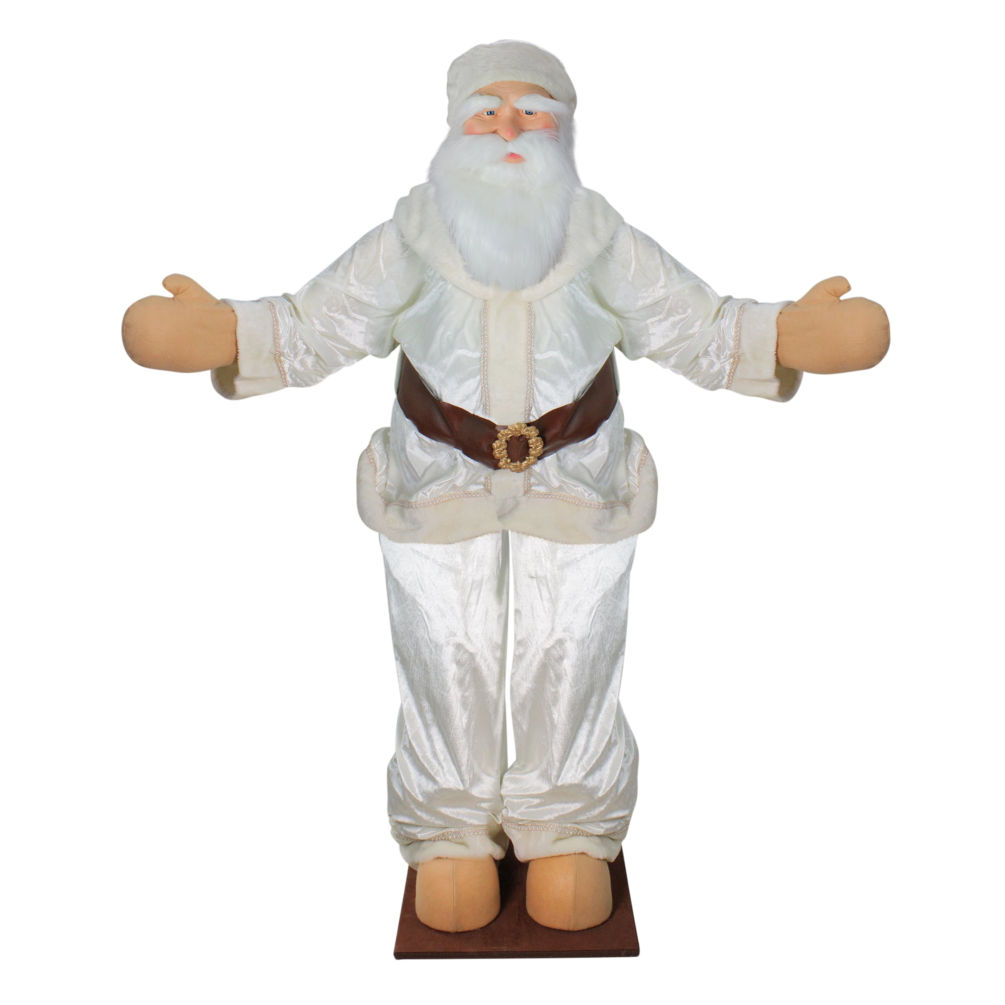 Huge 6 Foot LifeSize Deluxe Cream Velvet Santa Claus Sitting or