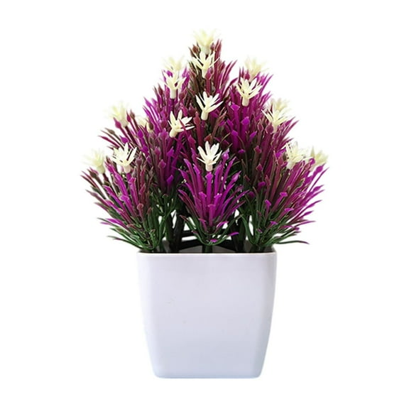 Beautynvta Artificial Pot Flowers, Fake Potted Plants Plastic Faux Flowers Mini Potted Plants for Wedding Home Desk Tabletop Outdoor Office Kitchen Decor, Wine
