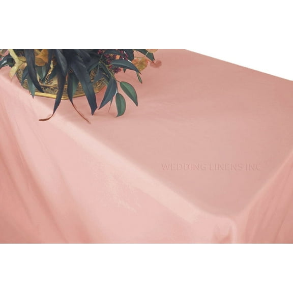 Wedding Linens Inc. 72" x 120" Heavy Duty(200 GSM) Rectangular Polyester Linen Tablecloth - Rose Pink