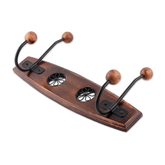 Jali Floral Wooden Coat Rack