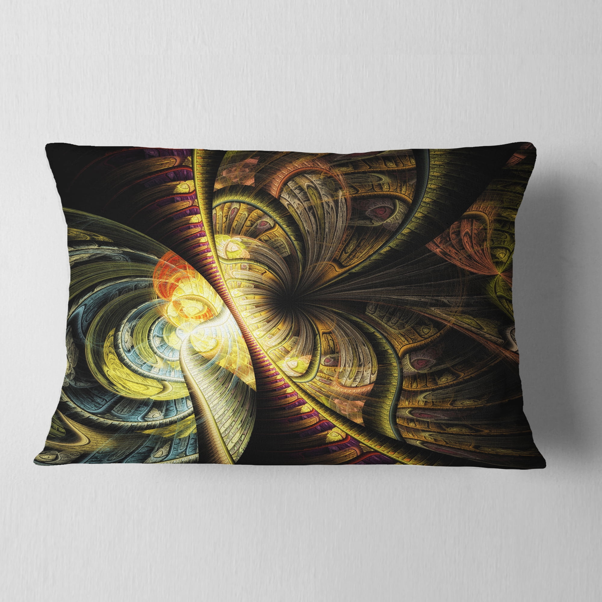 Designart Fractal Illustration - Abstract Throw Pillow - 12x20