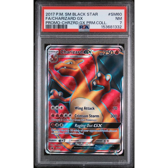 Collectible 2017 Pokemon Sun and Moon Black Star Promopremium Collection Charizard Gx #SM60 PSA 7