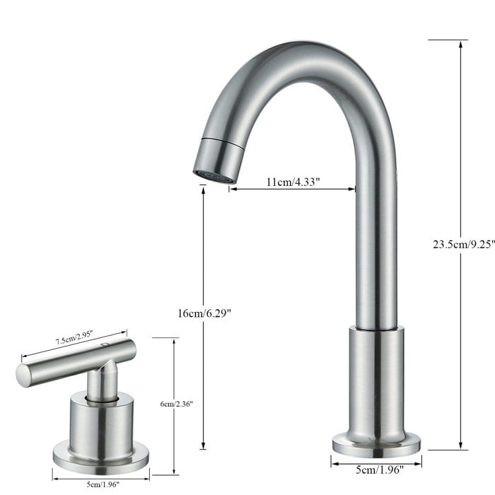 Brushed Nickel Vanity Bathroom Faucet 3 Holes Widespread 2 Handle Sink Mixer Tap