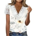 thumbnail image 1 of Mujeres moda verano Sexy pliegue impreso regular mujeres manga corta cuello en V botón Top OAVQHLG3B Store  lin121212, 1 of 4
