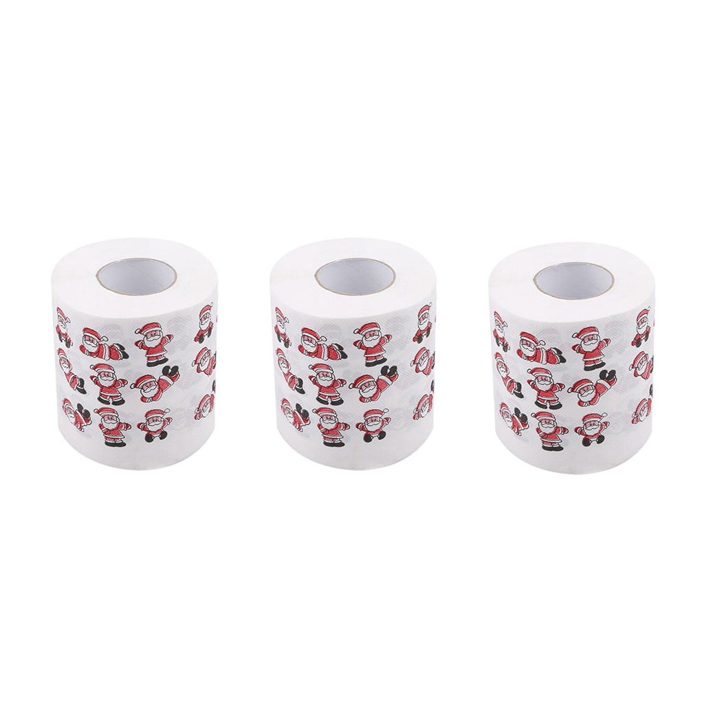 AYktou Christmas Decorations,Christmas Gifts,Christmas Ornaments,Home Decor Christmas pattern color toilet paper Santa Christmas tree printed tissue Roll Paper