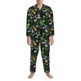 thumbnail image 3 of Salouo Chamomile Print Button-Front Long Sleeve Pajama Set for Men, Soft 2Pjs Men's Long Sleeve Sleepwear-X-Large, 3 of 7