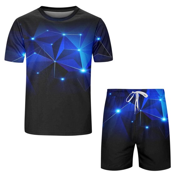 Vedolay Mens Short Outfit Men's Shorts Tracksuits Stripe Crewneck 2 Piece Outfits Summer Casual Shorts Sets,Black M