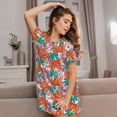 thumbnail image 3 of Fotbe Hawaiian Style Pattern Women's Cotton Nightgown Sleepwear Short Sleeves Shirt Casual Print Sleepdress, 3 of 6