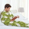 thumbnail image 6 of Naloa Lovely Chickens Men’s Pajamas Set - Long Sleeve Button Down Sleep Shirt and Pajama Bottoms Sleepwear Set-Medium, 6 of 7