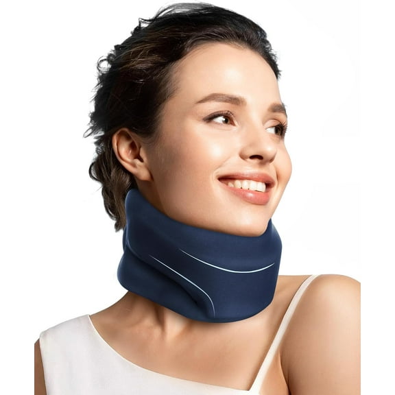 Neck Brace Cervical Collar - Neck Support Brace for Sleeping, Soft Foam Wraps Keep Vertebrae Stable and Aligned for Relief of Cervical Spine Pressure for Women & Men, (12.6-15.8 Inch)