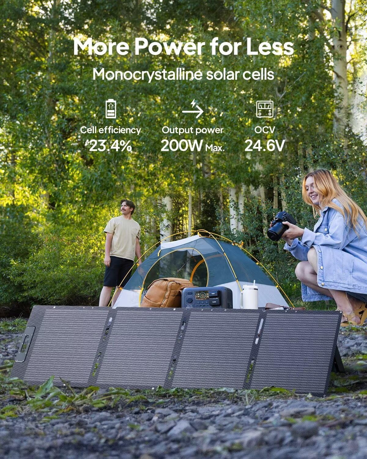 BLUETTI 200W Foldable Solar Panel, Compatible with EB3A, AC70, AC180, AC200L, AC300, AC500, and B300K Power Stations, Portable Solar Charger with Adjustable Kickstands for Camping, RVs, and Blackouts