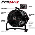 thumbnail image 2 of ECOMAX Ventilador circulador de aire de tambor de alta velocidad de 10 pulgadas, ventilador de taller resistente con ventilador de piso inclinable de 3 velocidades y 360° para almacén, industrial, tal, 2 of 5