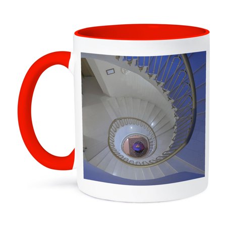 3drose, Italy, Tuscany, Radda in Chianti, Looking down a Hotel Staircase, 15oz Two-tone Red Mug
