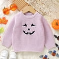 thumbnail image 2 of UngA Toddler Boy Halloween Clothes Toddler Baby Halloween Sweater Sweatshirt Boy Girl Pumpkin Embroidey Cardigan Sweater Long Sleeve Warm Fall Winter Clothes Purple,12-18 Months, 2 of 7