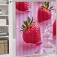 thumbnail image 5 of Strawberries in Pink Liquid Shower Curtain Sets Non-Slip Rugs Bath Mat Toilet Cover U Shaped Mat 4 Pcs, 5 of 8
