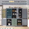 thumbnail image 4 of Harper & Bright Designs Large Kitchen Pantry Organizers with Storage Set, Freestanding Kitchen Hutch Cabinet with Door and Drawers & Shelves, Gray, 4 of 16
