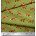 thumbnail image 3 of Soimoi Green Moss Georgette Fabric Fox Animal Print Fabric by the Yard 42 Inch Wide, 3 of 3