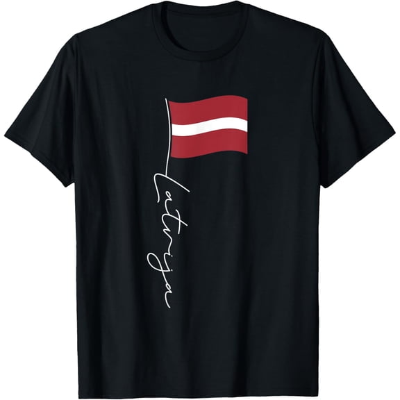 men and women can wear,Latvia Signature Flag Pole - Elegant Patriotic Latvian Flag T-Shirt